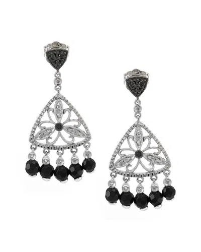 Gemstones Silver 0.19 Ct. Tw. Diamond & Onyx Earrings
