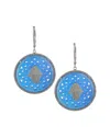 Gemstones Silver 0.22 Ct. Tw. Diamond & Blue Agate Hamsa Earrings