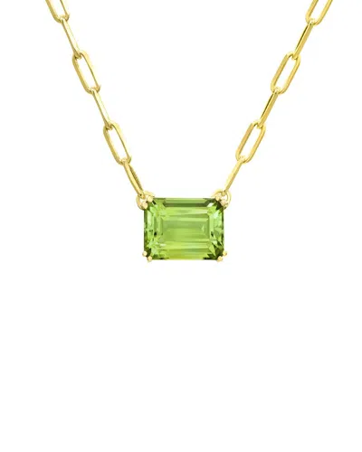Gemstones Silver 0.25 Ct. Tw. Peridot Pendant Necklace In Gold