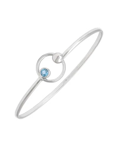 Gemstones Silver 0.30 Ct. Tw. Blue Topaz Bangle Bracelet In Metallic