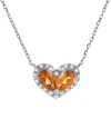 Gemstones Silver 0.48 Ct. Tw. Diamond & Citrine Heart Necklace