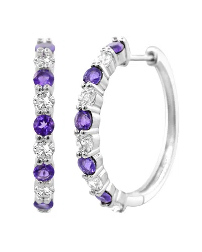 Gemstones Silver 0.60 Ct. Tw. Amethyst Hoop Earrings