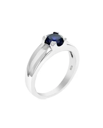 Gemstones Silver 0.60 Ct. Tw. Lab-grown Created Blue Sapphire Ring In Metallic