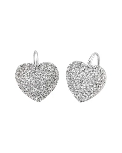 Gemstones Silver 0.65 Ct. Tw. Diamond & White Topaz Heart Earrings