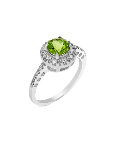 Gemstones Silver 0.65 Ct. Tw. Peridot Cz Ring In Metallic