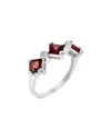 Gemstones Silver 0.70 Ct. Tw. Garnet Cz Ring In Red
