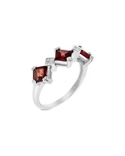 Gemstones Silver 0.70 Ct. Tw. Garnet Cz Ring In Metallic