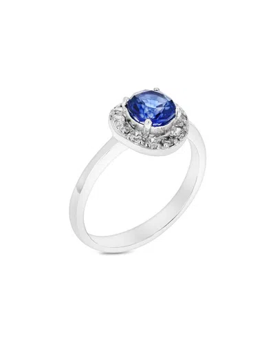 Gemstones Silver 0.80 Ct. Tw. Lab-grown Created Blue Sapphire Cz Ring In Metallic