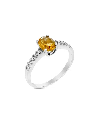 Gemstones Silver 0.90 Ct. Tw. Citrine Cz Ring In Metallic