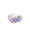 Gemstones Silver 0.90 Ct. Tw. Purple Amethyst Cz Ring In Purple