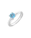 Gemstones Silver 0.91 Ct. Tw. Diamond & Blue Topaz Ring