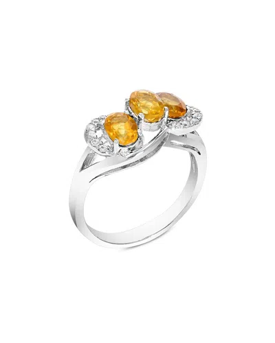 Gemstones Silver 1.00 Ct. Tw. Citrine Cz Ring In Metallic