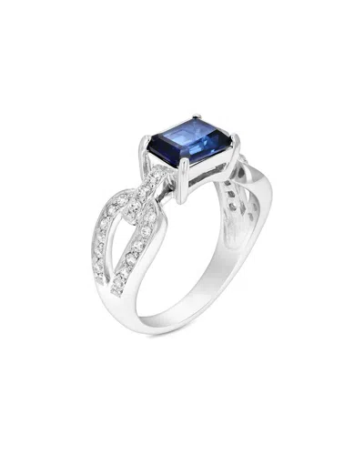 Gemstones Silver 1.00 Ct. Tw. Lab-grown Created Blue Sapphire Cz Ring