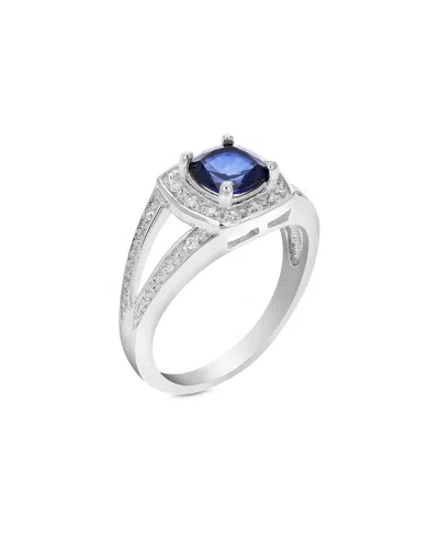 Gemstones Silver 1.00 Ct. Tw. Lab-grown Created Blue Sapphire Cz Ring In Metallic
