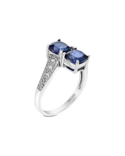 Gemstones Silver 1.00 Ct. Tw. Lab-grown Created Blue Sapphire Cz Ring In Metallic