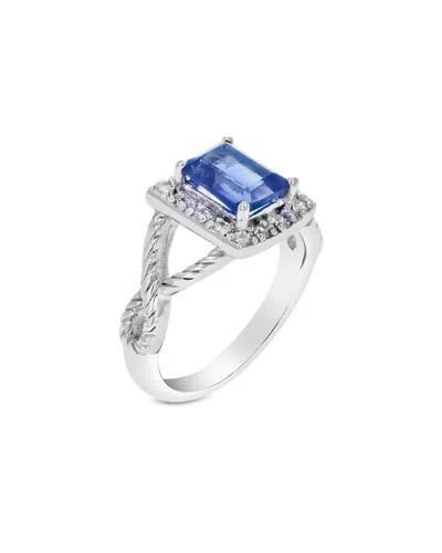 Gemstones Silver 1.00 Ct. Tw. Lab-grown Created Blue Sapphire Cz Ring In Metallic