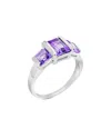 Gemstones Silver 1.00 Ct. Tw. Purple Amethyst Ring In Purple