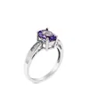 Gemstones Silver 1.05 Ct. Tw. Diamond & Purple Amethyst Ring In Silver