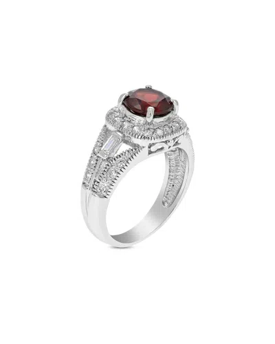 Gemstones Silver 1.05 Ct. Tw. Garnet Cz Ring In Metallic
