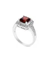 Gemstones Silver 1.10 Ct. Tw. Garnet Cz Ring In Red