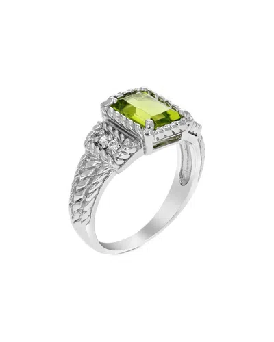 Gemstones Silver 1.10 Ct. Tw. Peridot Cz Ring In Metallic
