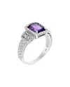 Gemstones Silver 1.10 Ct. Tw. Purple Amethyst Cz Ring In Purple