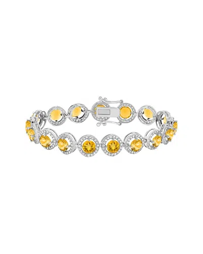 Gemstones Silver 11.48 Ct. Tw. Citrine Tennis Bracelet In Metallic