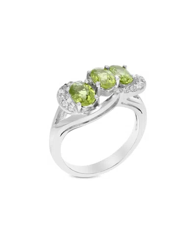 Gemstones Silver 1.15 Ct. Tw. Peridot Cz Ring In Metallic