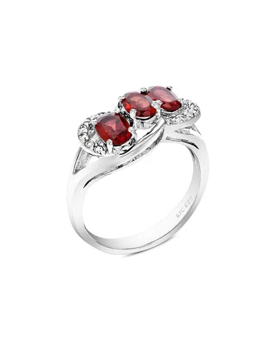 Gemstones Silver 1.20 Ct. Tw. Garnet Cz Ring In Metallic