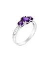 Gemstones Silver 1.20 Ct. Tw. Purple Amethyst Ring In Purple