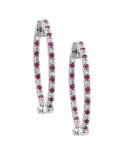 Gemstones Silver 1.30 Ct. Tw. Diamond Hoops