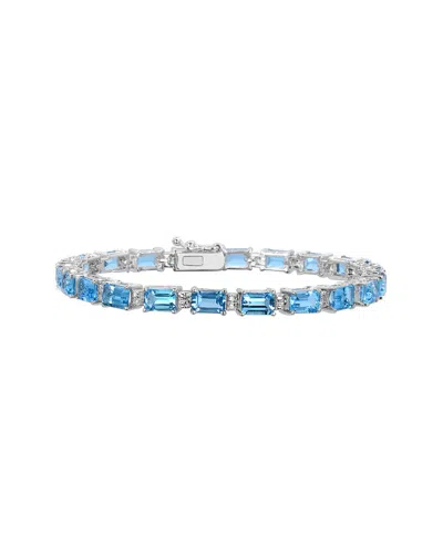 Gemstones Silver 13.27 Ct. Tw. Topaz Tennis Bracelet In Blue