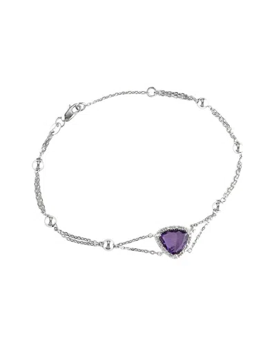Gemstones Silver 1.43 Ct. Tw. Diamond & Amethyst Bracelet