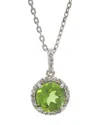 Gemstones Silver 1.44 Ct. Tw. Diamond & Peridot Necklace