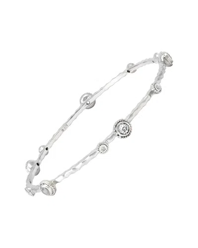 Gemstones Silver 1.50 Ct. Tw. Diamond & White Topaz Bangle Bracelet