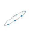 Gemstones Silver 1.52 Ct. Tw. Diamond & Blue Topaz Bracelet