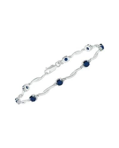 Gemstones Silver 1.52 Ct. Tw. Diamond & Sapphire Bracelet