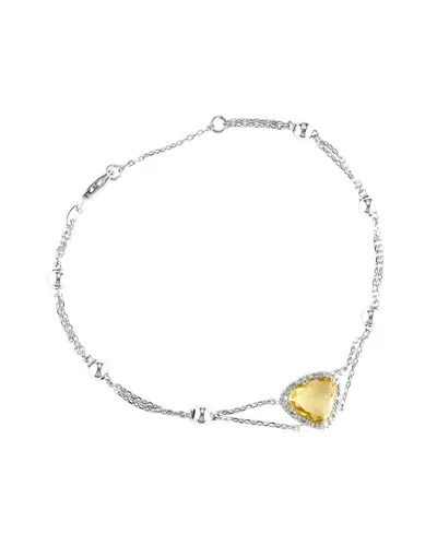 Gemstones Silver 1.54 Ct. Tw. Diamond & Citrine Bracelet