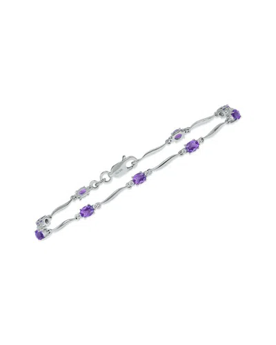 Gemstones Silver 1.59 Ct. Tw. Diamond & Amethyst Bracelet