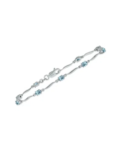 Gemstones Silver 1.59 Ct. Tw. Diamond & Aquamarine Bracelet