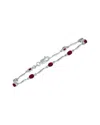 Gemstones Silver 1.59 Ct. Tw. Diamond & Ruby Bracelet In Silver