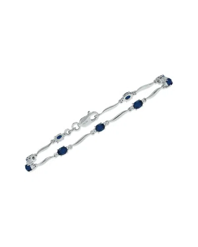 Gemstones Silver 1.59 Ct. Tw. Diamond & Sapphire Bracelet