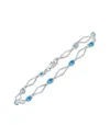 Gemstones Silver 1.60 Ct. Tw. Diamond & Blue Topaz Bracelet