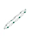 Gemstones Silver 1.60 Ct. Tw. Diamond & Emerald Bracelet