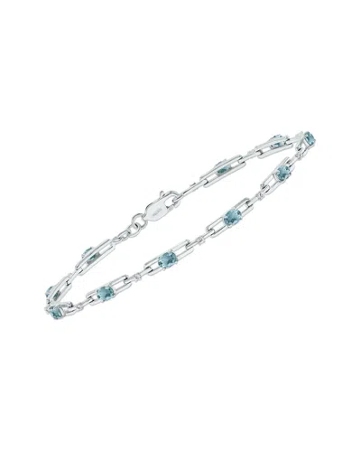 Gemstones Silver 1.61 Ct. Tw. Diamond & Aquamarine Bracelet