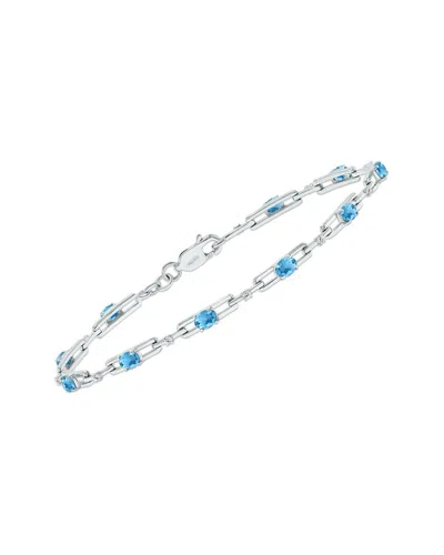 Gemstones Silver 1.61 Ct. Tw. Diamond & Blue Topaz Bracelet