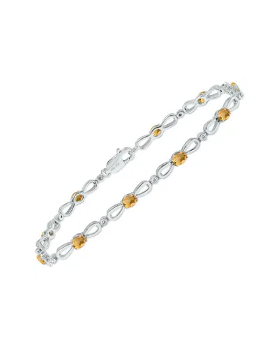 Gemstones Silver 1.61 Ct. Tw. Diamond & Citrine Bracelet