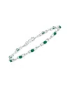 Gemstones Silver 1.61 Ct. Tw. Diamond & Emerald Bracelet