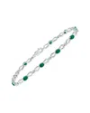 Gemstones Silver 1.61 Ct. Tw. Diamond & Emerald Bracelet