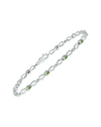 Gemstones Silver 1.61 Ct. Tw. Diamond & Green Amethyst Bracelet